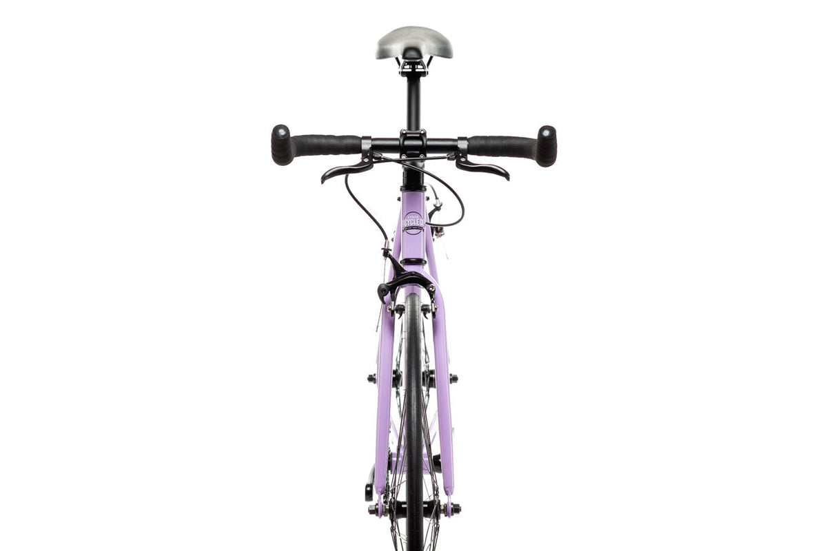 State Bicycle Co. Core-Line Lavender Haze, front view with bullhorn handlebar