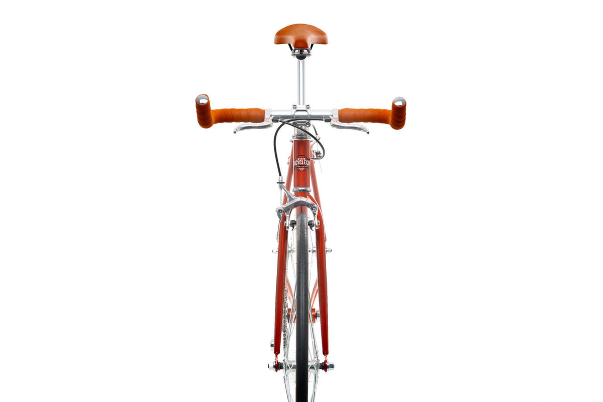 State Bicycle Co. Core-Line Lucky Penny copper, front view with bullhorn handlebar