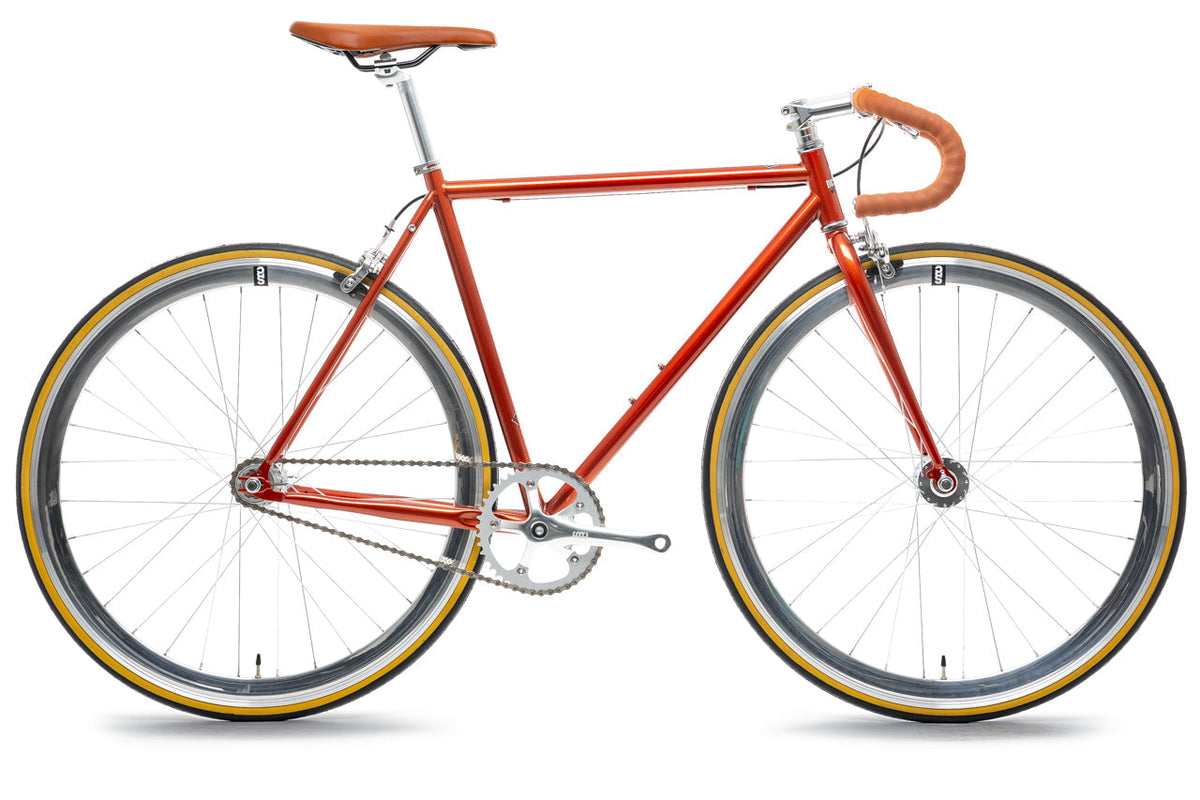State Bicycle Co. Core-Line Lucky Penny copper with drop handlebar, side view