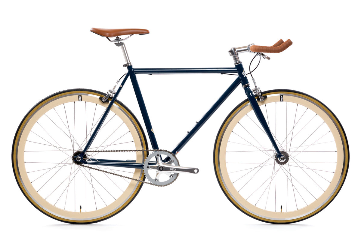 State Bicycle Co. Core-Line Rigby navy blue with bullhorn handlebar, side view