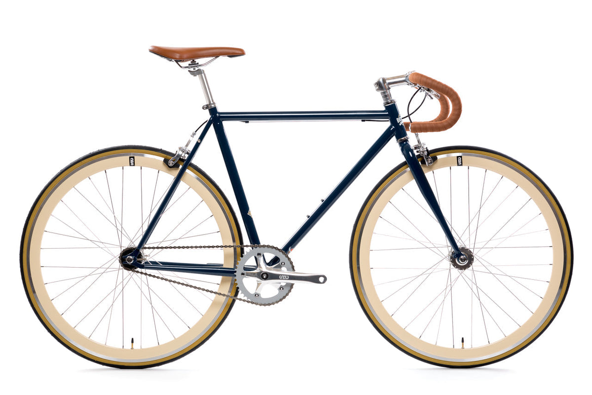 State Bicycle Co. Core-Line Rigby navy blue with drop handlebar, side view