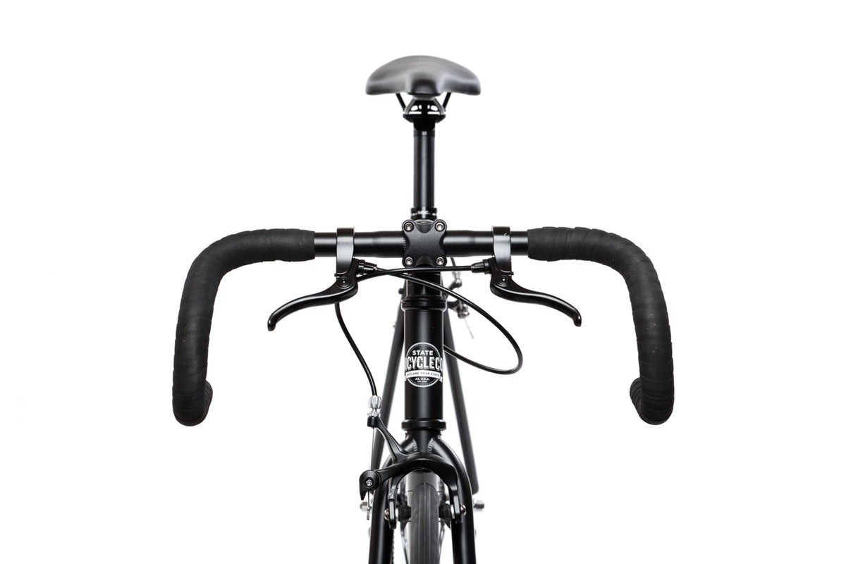 State Bicycle Co. Core-Line Wulf matte black, front view with drop handlebar