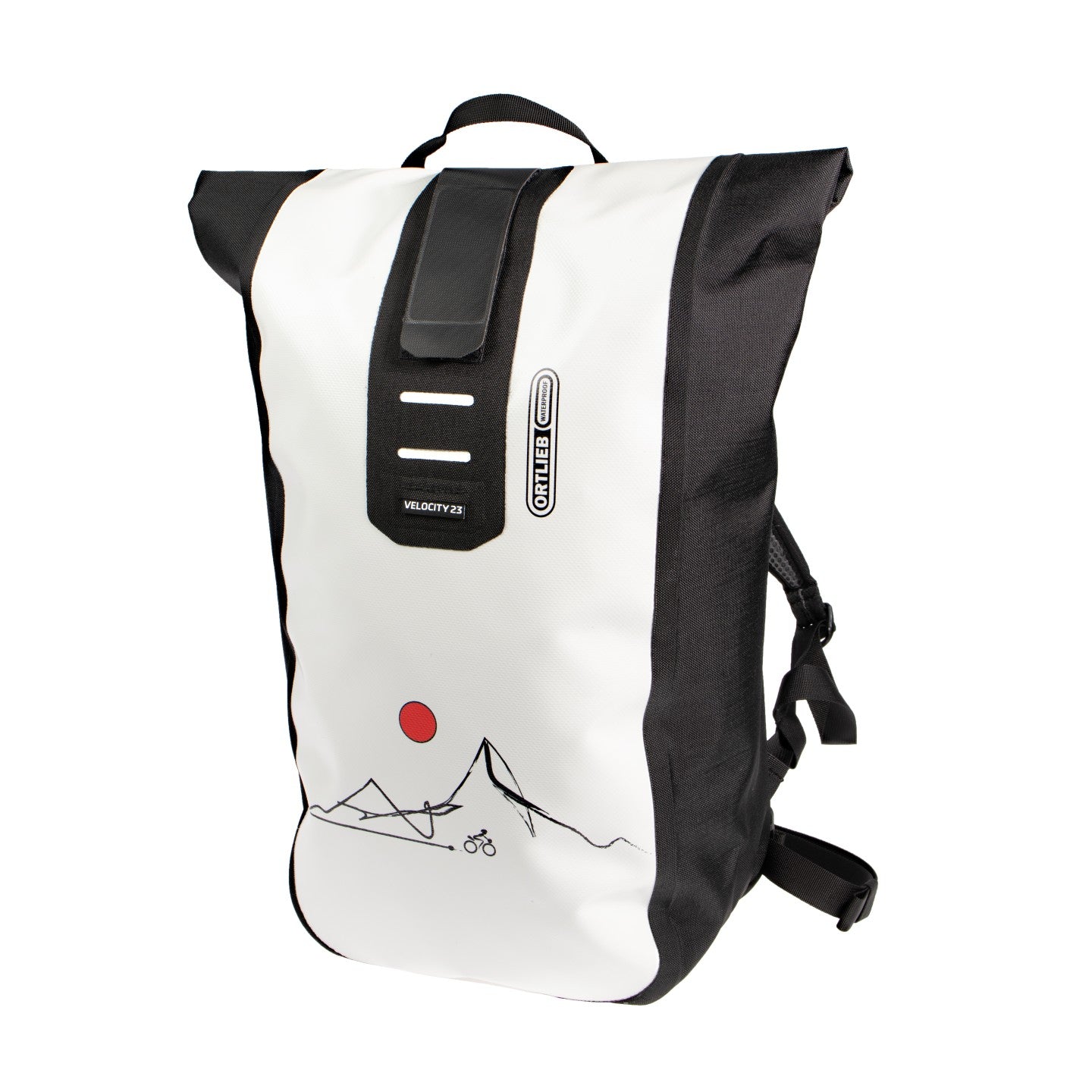 Ortlieb Velocity Design Line Art white black backpack