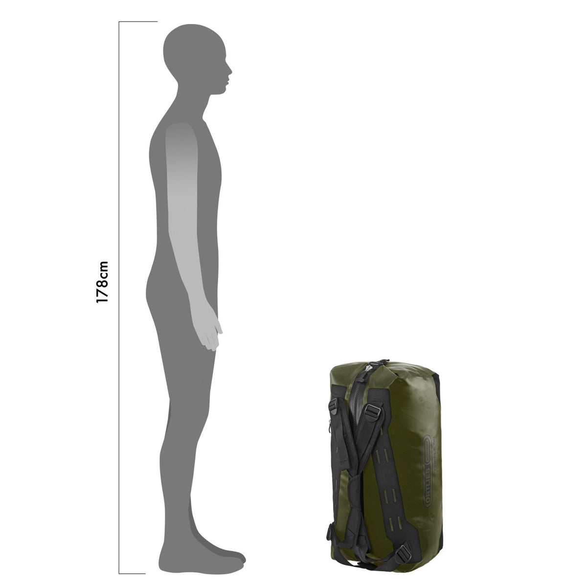 Ortlieb Duffle 60L Olive in use