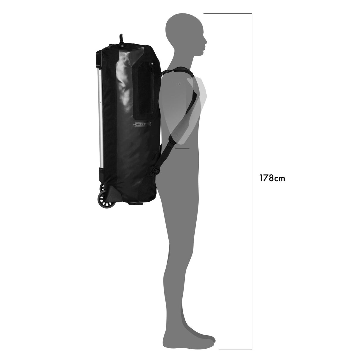 Ortlieb Duffle RG 85L Black carried as a backpack