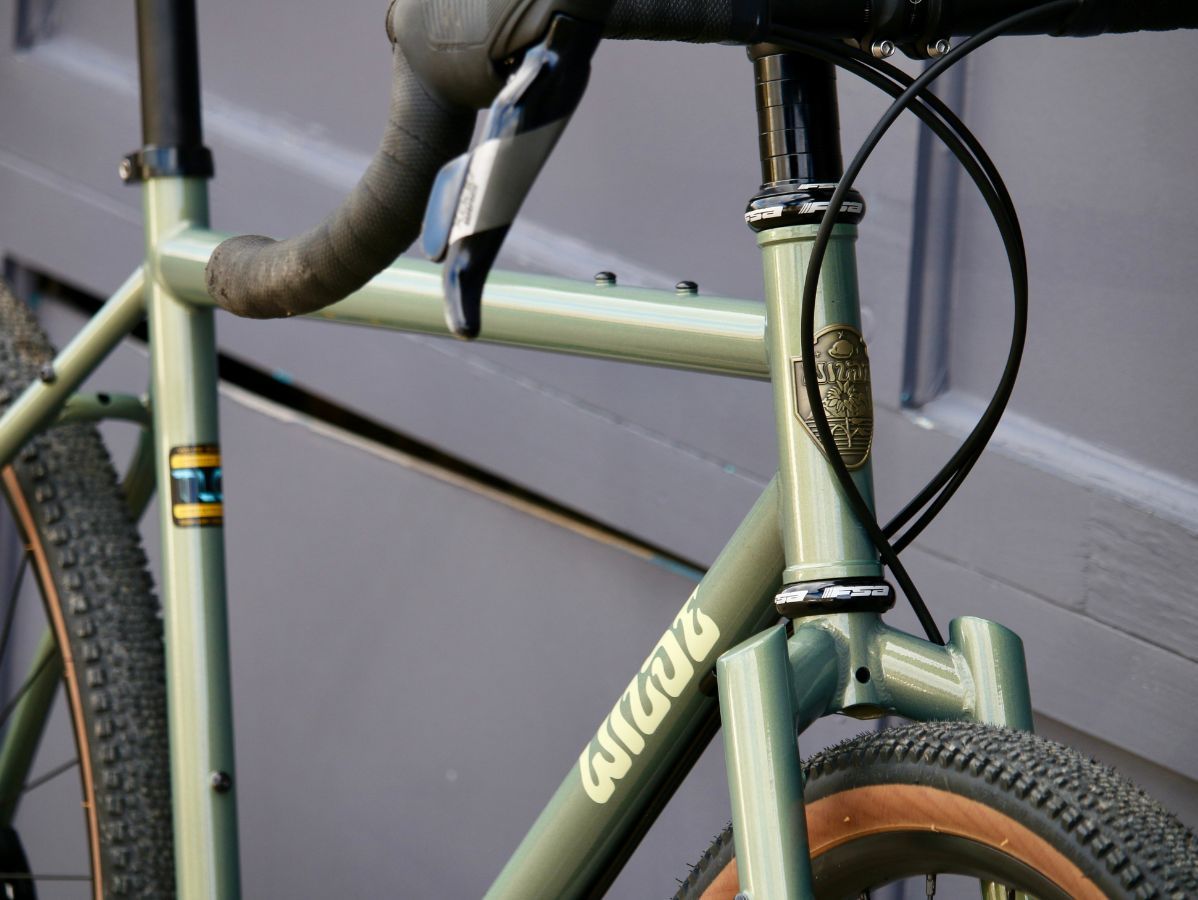Wilde Rambler Frameset Sage Green Shimmer front three-quarter view