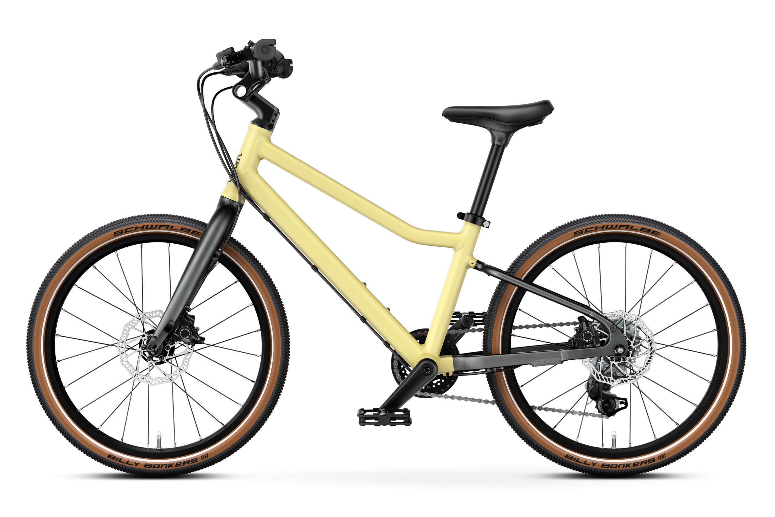 WOOM Explore 4 Mellow Yellow 20-inch kids bike left side view