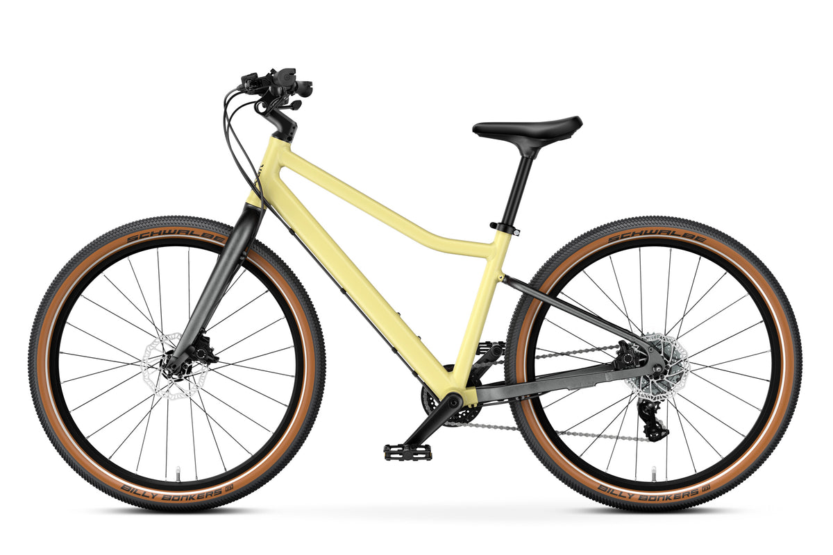WOOM Explore 5 Mellow Yellow 24-inch kids bike left side view