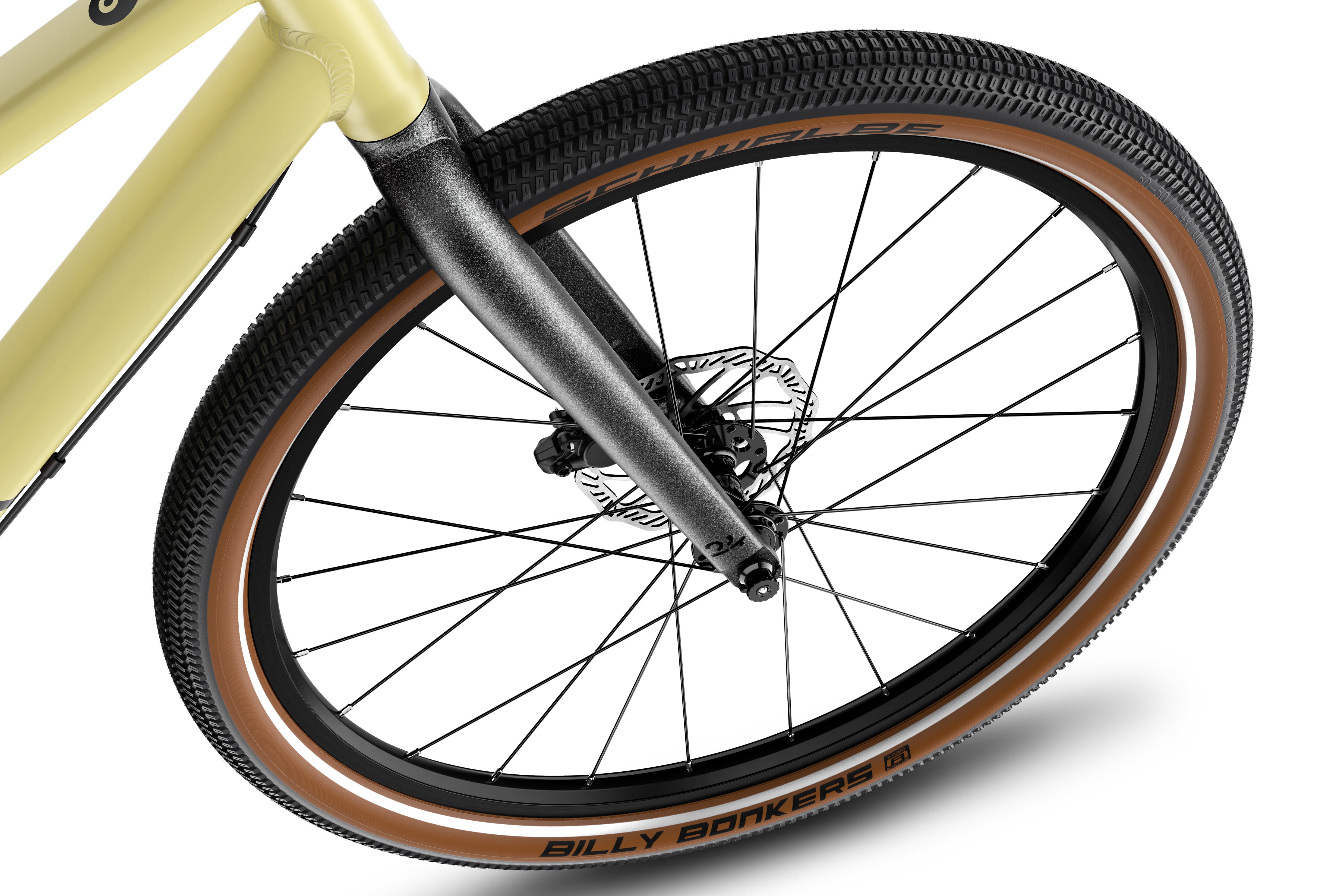 WOOM Explore 5 Mellow Yellow 24-inch wheel with Schwalbe all-terrain tyre
