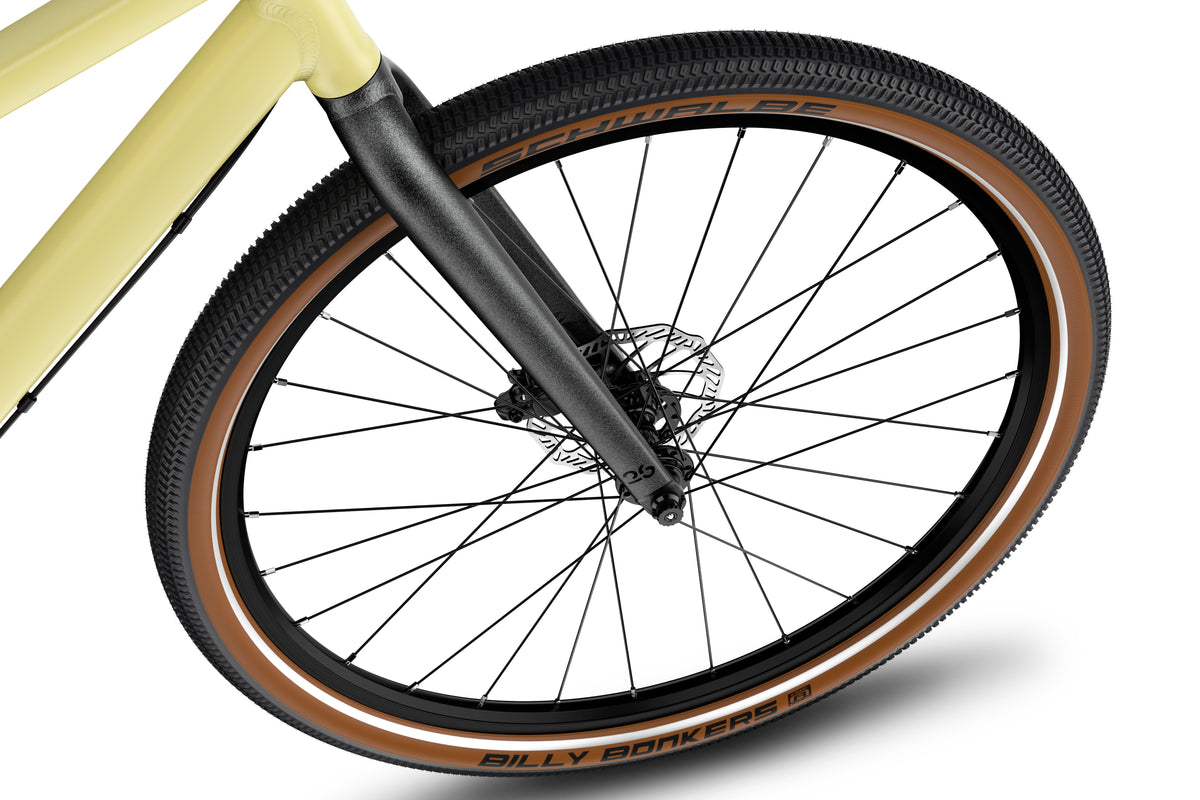 WOOM Explore 6 Mellow Yellow 26-inch wheel with Schwalbe all-terrain tyre