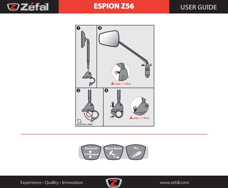 Rétroviseur vélo Zéfal Espion Z56 